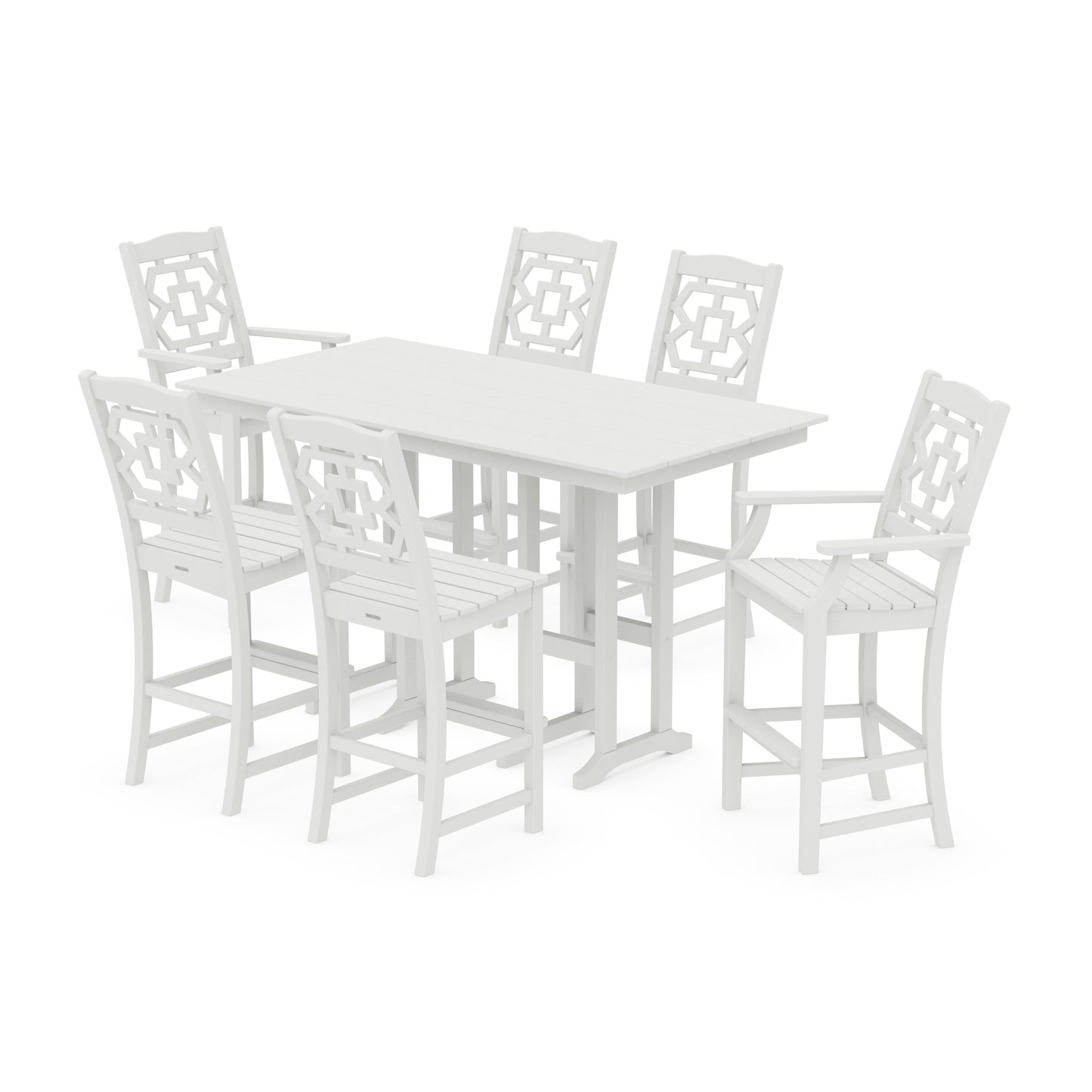 POLYWOOD Chinoiserie 7-Piece Farmhouse Bar Set — Vintage White
