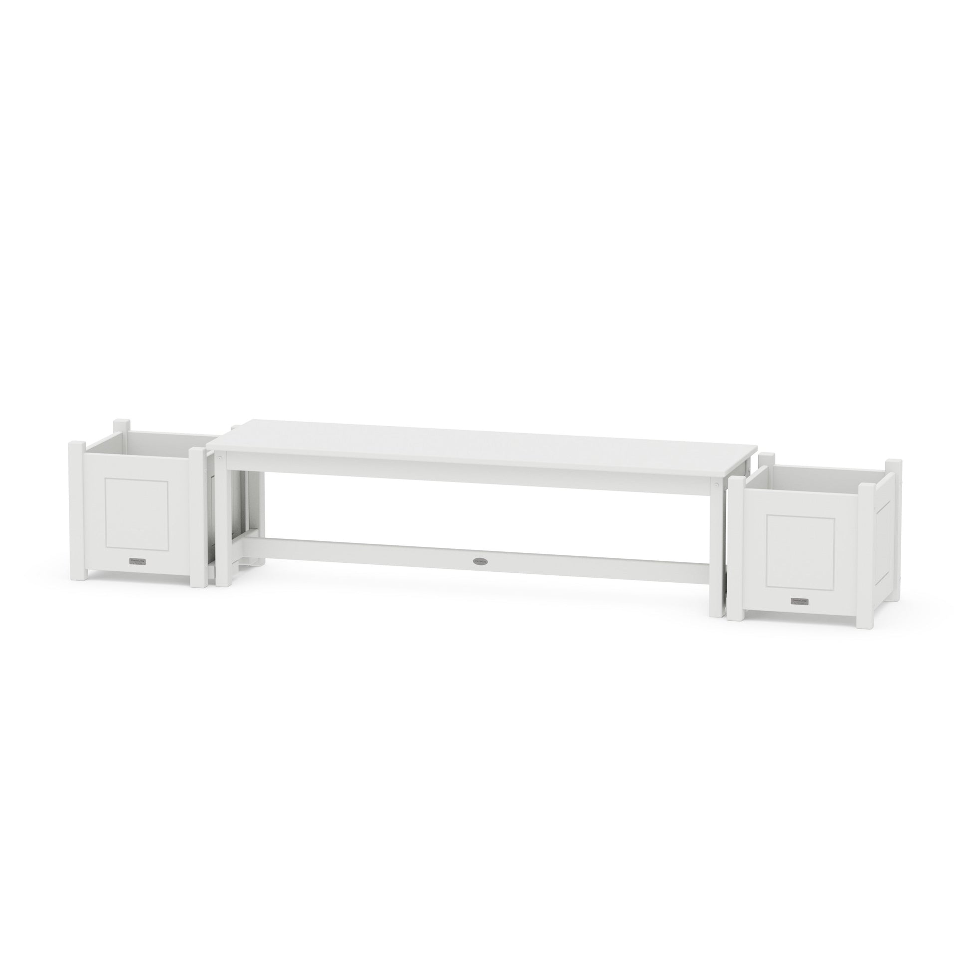 POLYWOOD 60" Country Living Straight Planter Bench Set — White