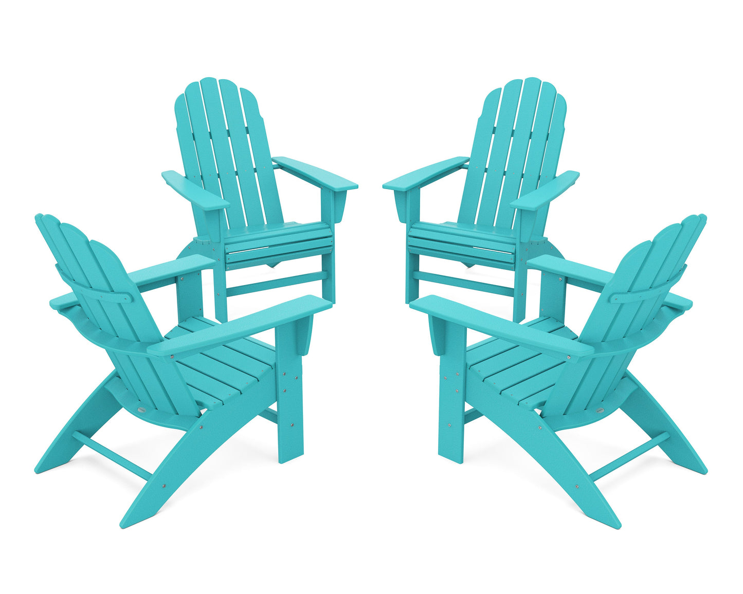POLYWOOD 4-Piece Vineyard Curveback Adirondack Chair Conversation Set — Aruba