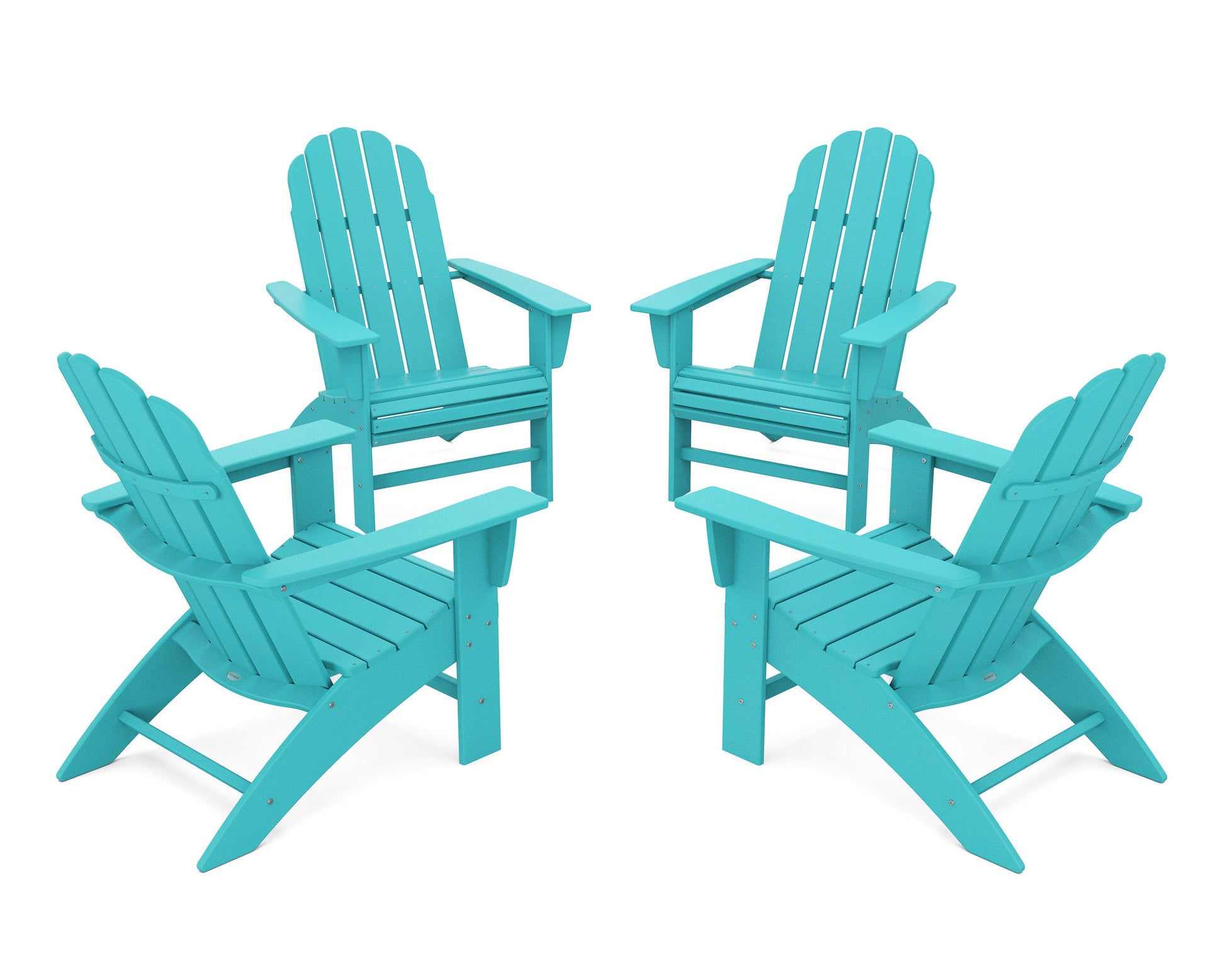 POLYWOOD 4-Piece Vineyard Curveback Adirondack Chair Conversation Set — Aruba