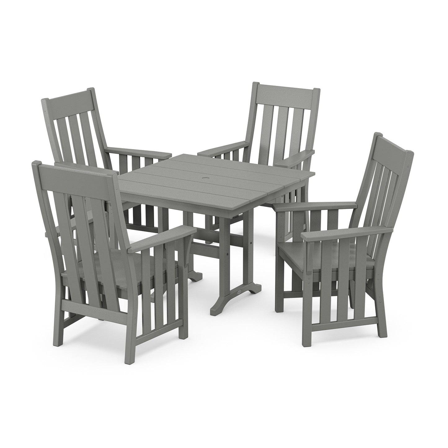 POLYWOOD Acadia 5-Piece Farmhouse Dining Set — Slate Grey