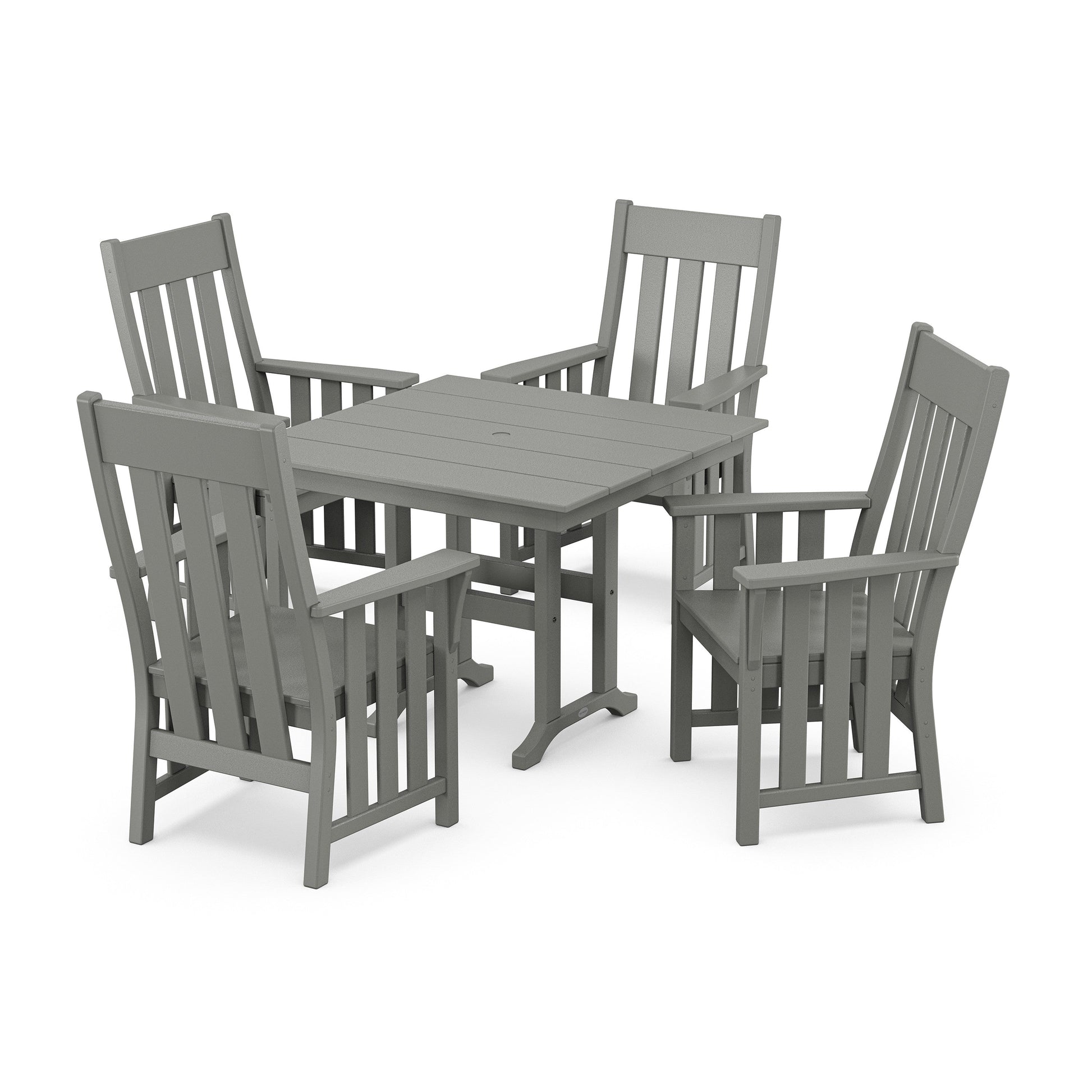 POLYWOOD Acadia 5-Piece Farmhouse Dining Set — Slate Grey