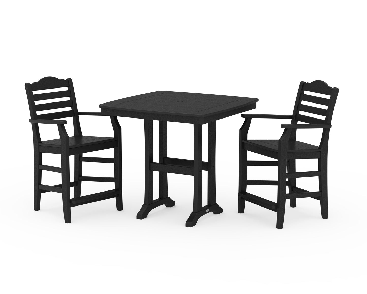 POLYWOOD Savannah 3-Piece Counter Set with Trestle Legs — Black