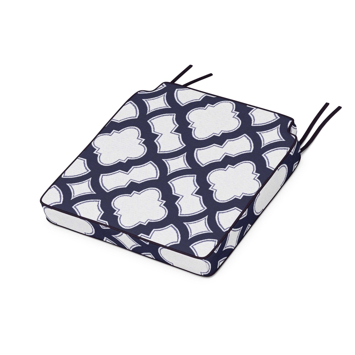 POLYWOOD Acadia Dining Side Seat Cushion — Trellis Navy