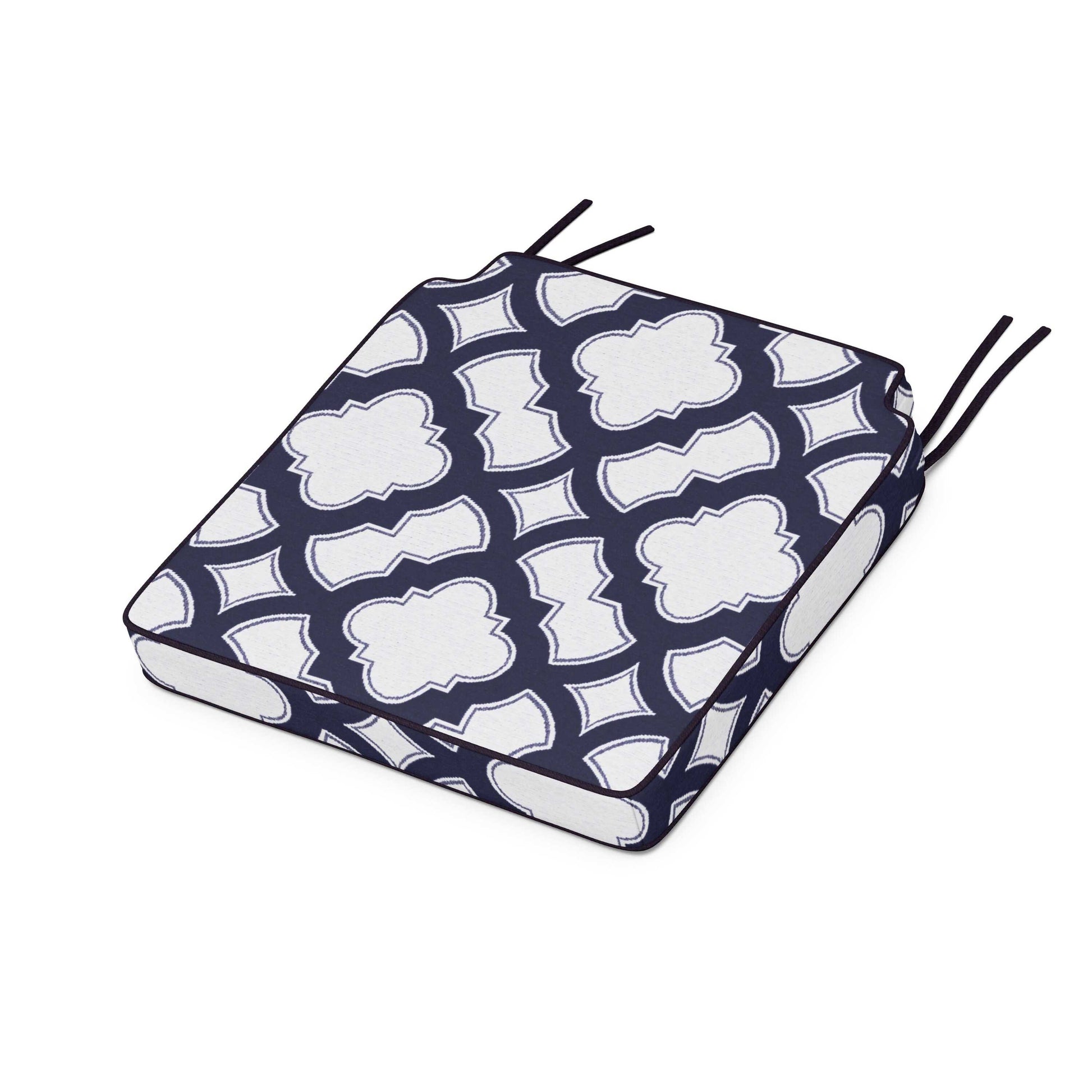 POLYWOOD Acadia Dining Side Seat Cushion — Trellis Navy