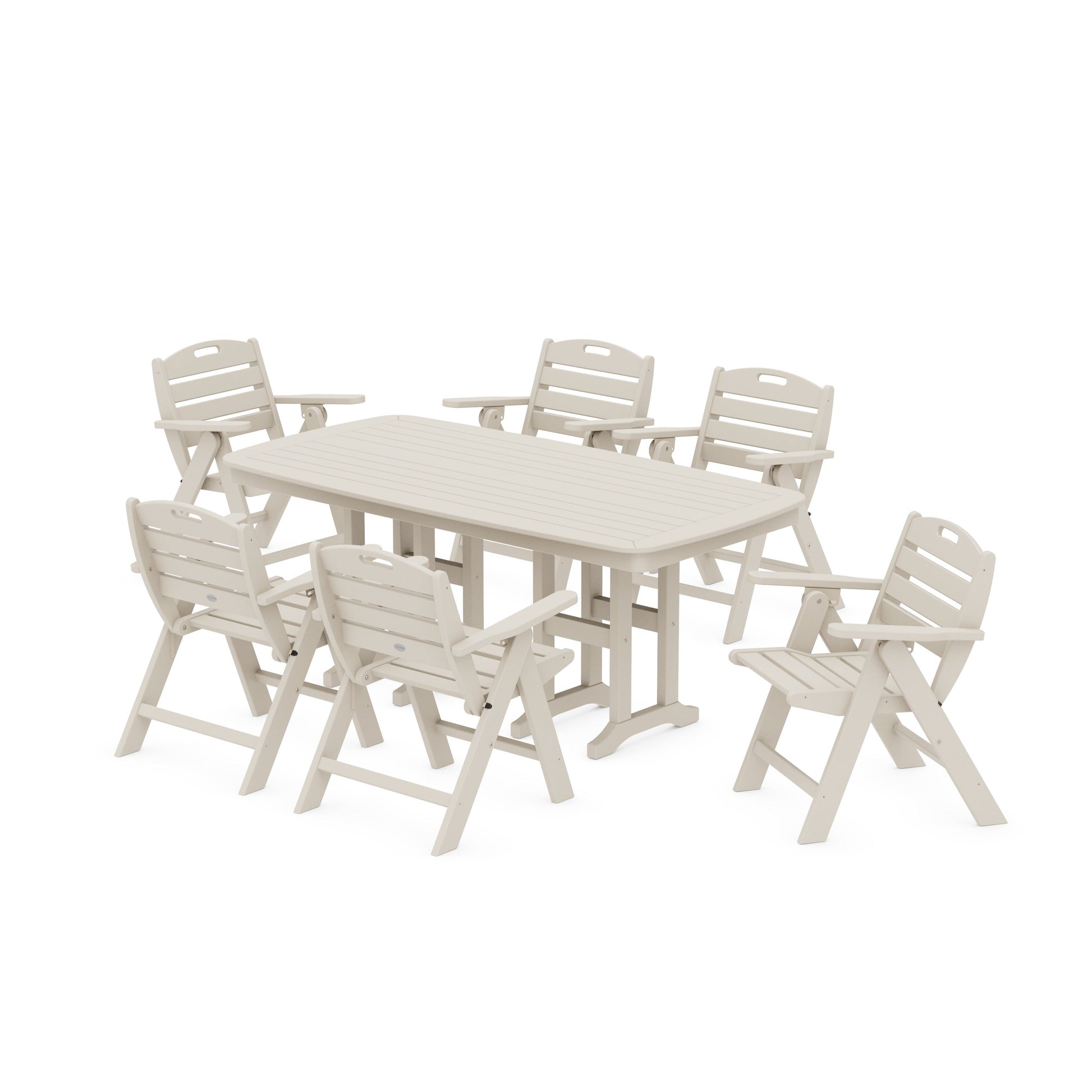 POLYWOOD Nautical Lowback 7-Piece Dining Set — Sand