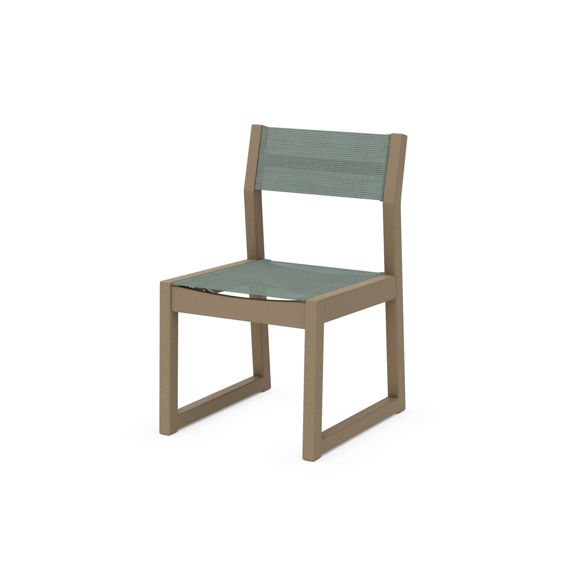 POLYWOOD EDGE Sling Dining Side Chair — Vintage Sahara / Dupioni Sea Mist Sling
