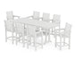 POLYWOOD Captain 9-Piece Farmhouse Counter Set with Trestle Legs — White