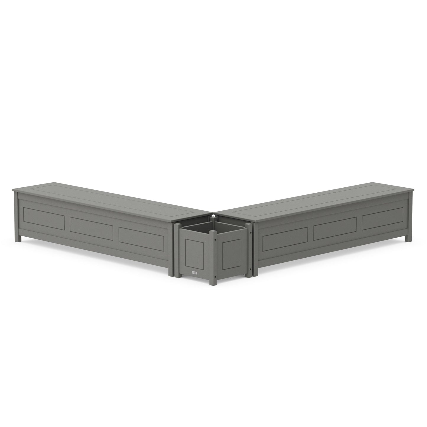 POLYWOOD 72" Country Living L- Shaped Planter Storage Bench Set — Slate Grey