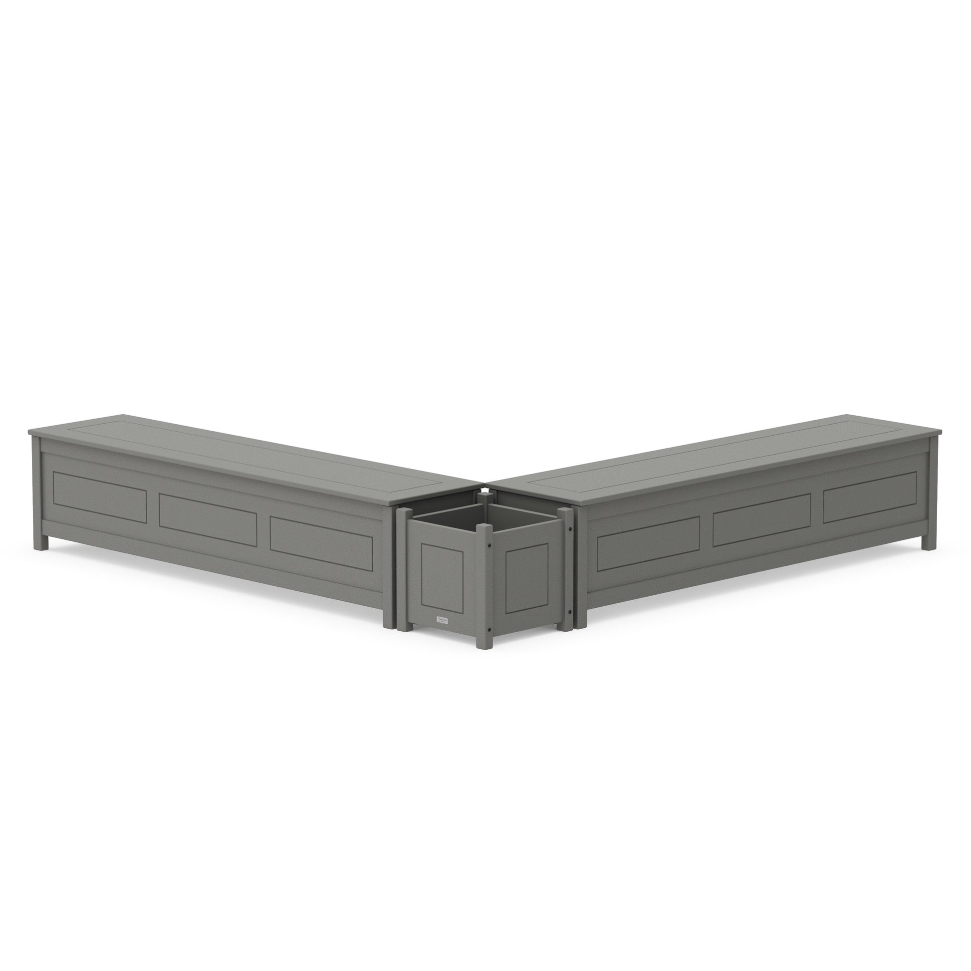 POLYWOOD 72" Country Living L- Shaped Planter Storage Bench Set — Slate Grey