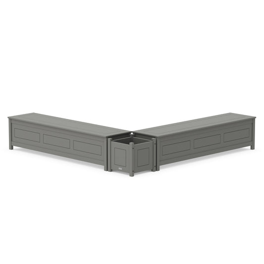 POLYWOOD 72" Country Living L- Shaped Planter Storage Bench Set — Slate Grey