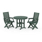 POLYWOOD Captain Folding Chair 3-Piece Round Dining Set — Green