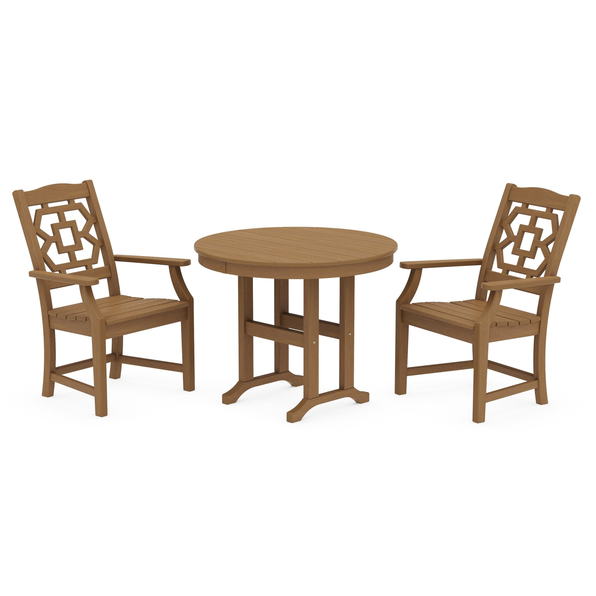 POLYWOOD Chinoiserie 3-Piece Farmhouse Dining Set — Natural