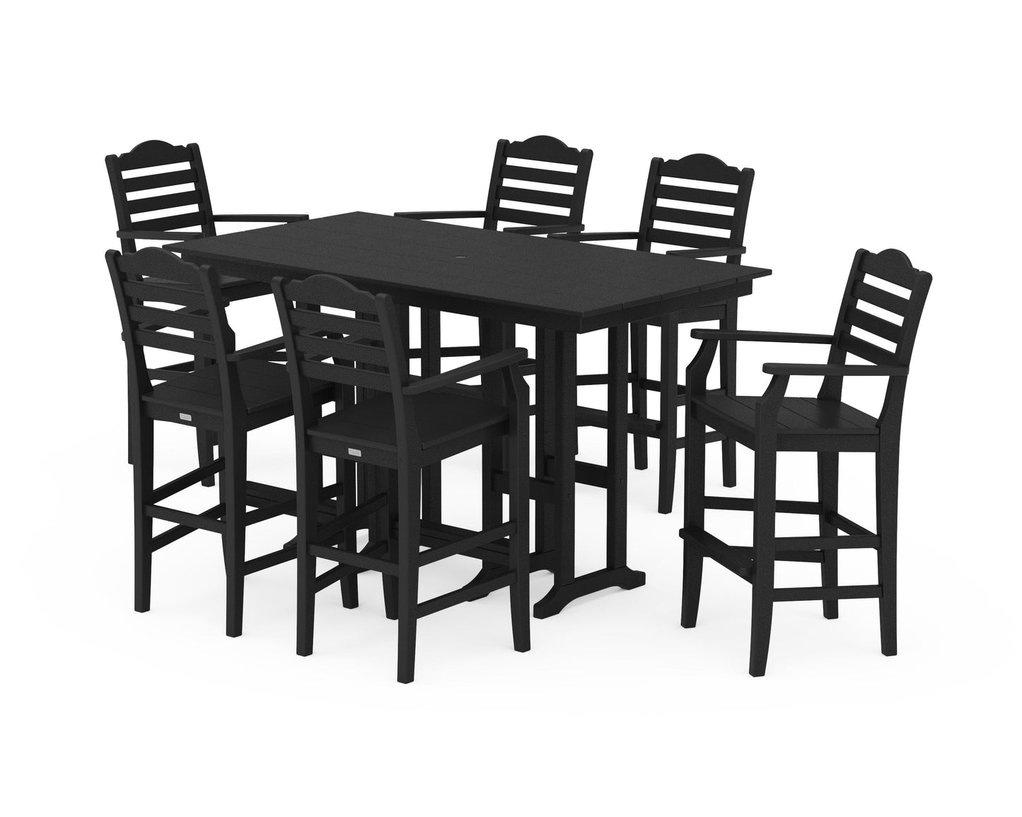 POLYWOOD Savannah Arm Chair 7-Piece Farmhouse Bar Set — Black