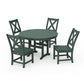 POLYWOOD Braxton Side Chair 5-Piece Round Dining Set — Green