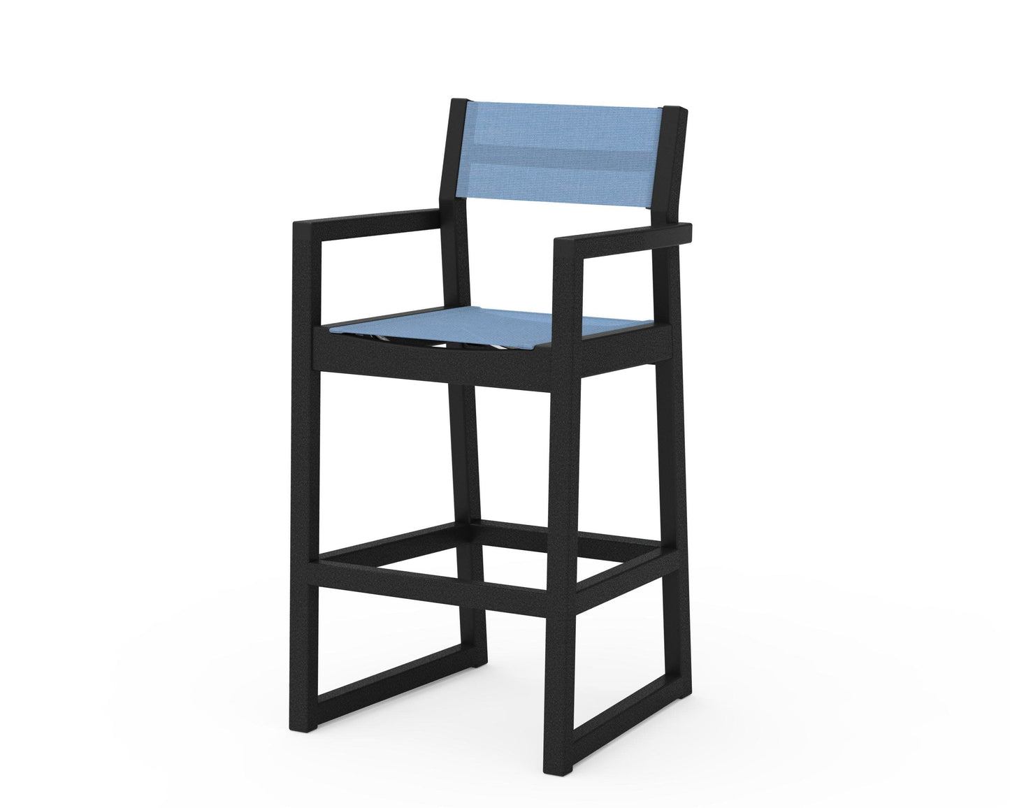 POLYWOOD EDGE Sling Bar Arm Chair — Black / Poolside Sling