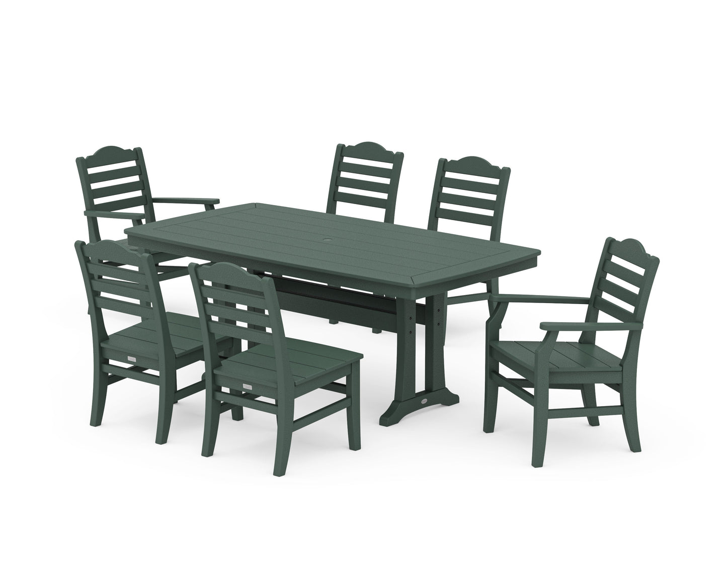 POLYWOOD Savannah 7-Piece Dining Set with Trestle Legs — Green