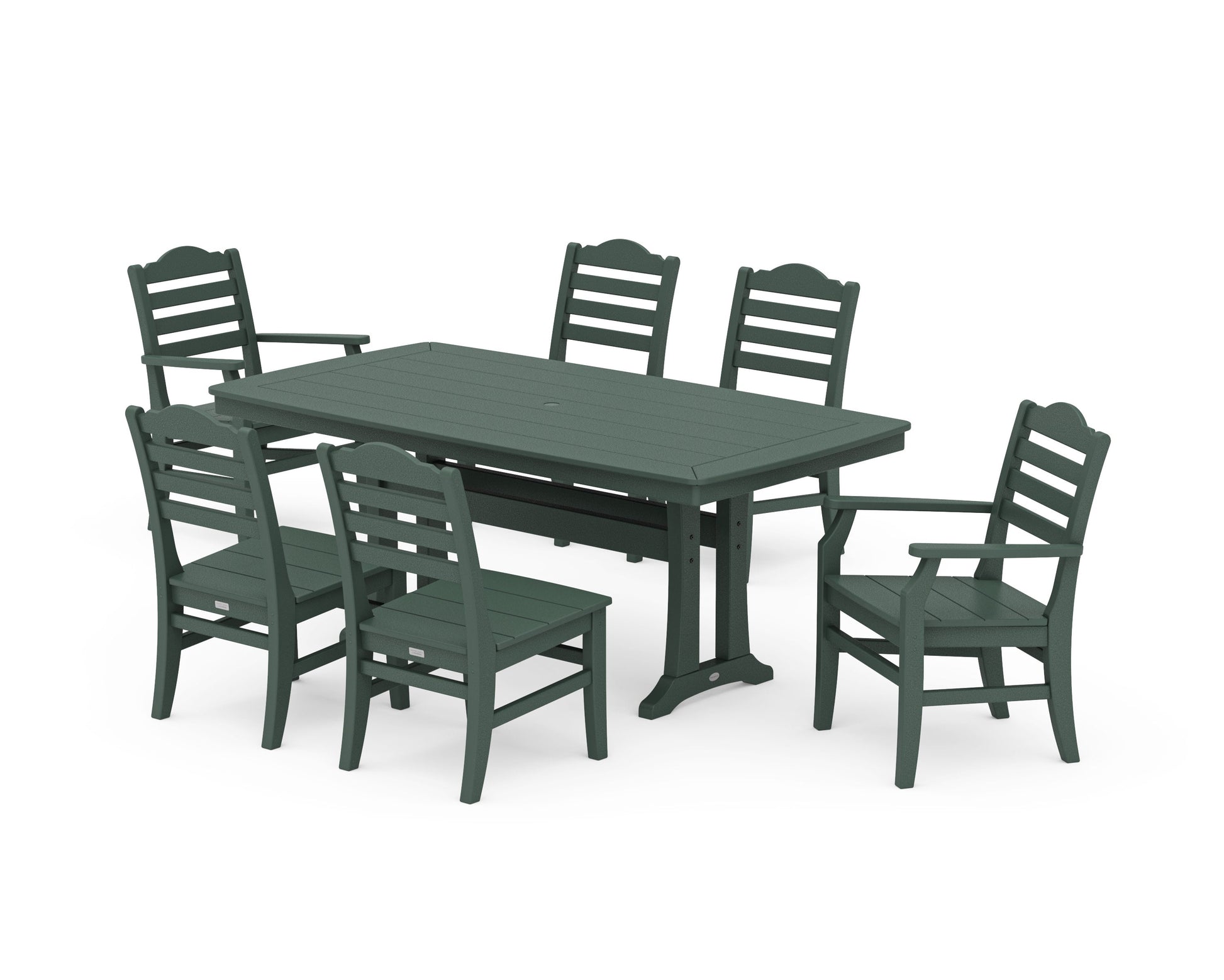 POLYWOOD Savannah 7-Piece Dining Set with Trestle Legs — Green
