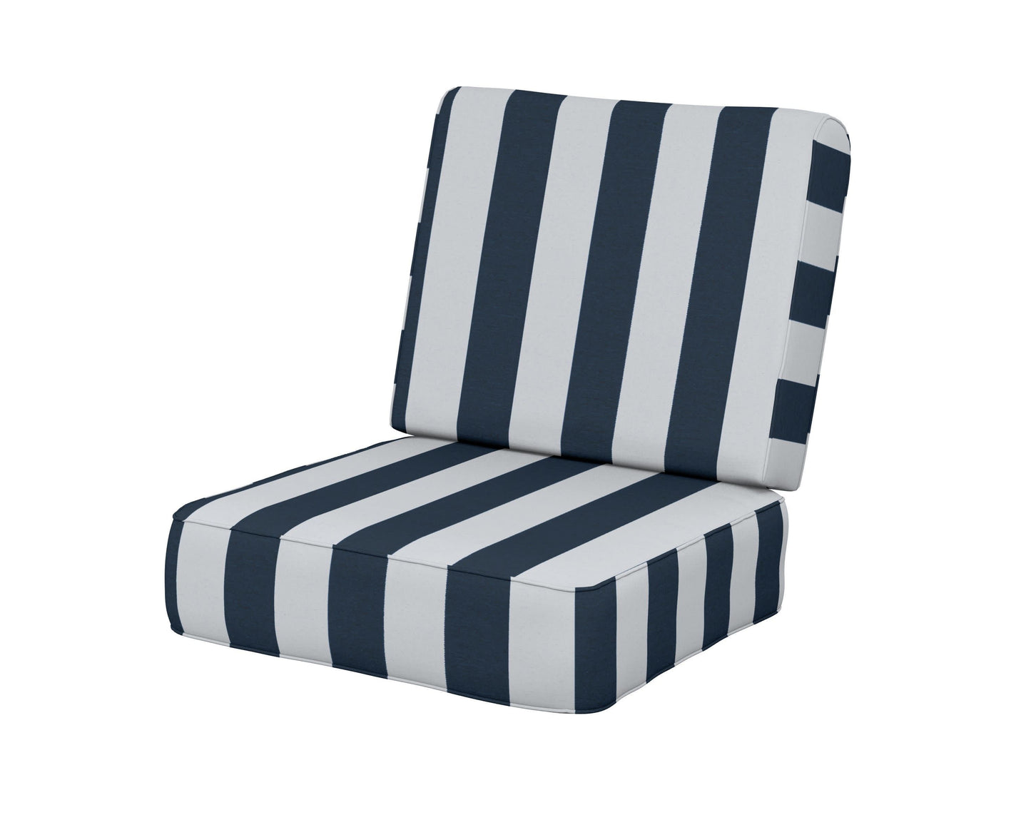 POLYWOOD Ateeva Harbour Seat and Back Cushion — Cabana Stripe Marine Indigo