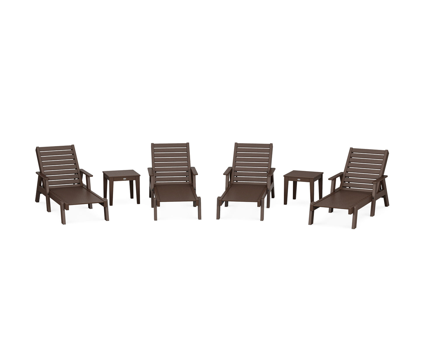 POLYWOOD Captain Chaise 6-Piece Set with Arms — Mahogany