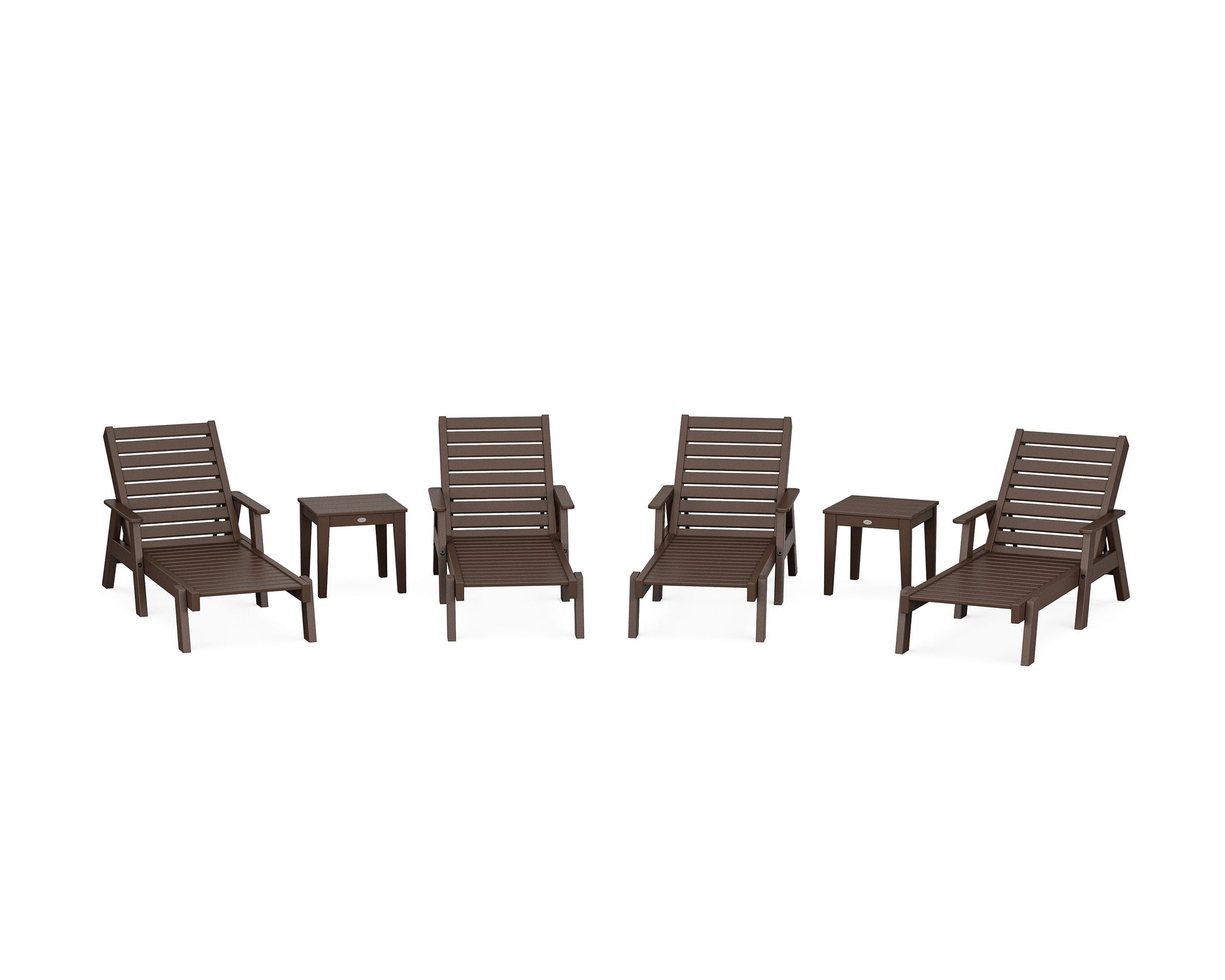 POLYWOOD Captain Chaise 6-Piece Set with Arms — Mahogany