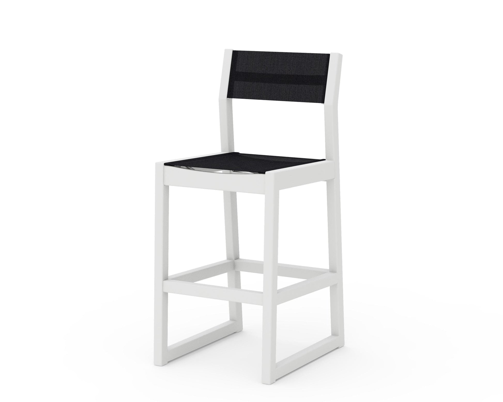 POLYWOOD EDGE Sling Bar Side Chair — White / Black Sling