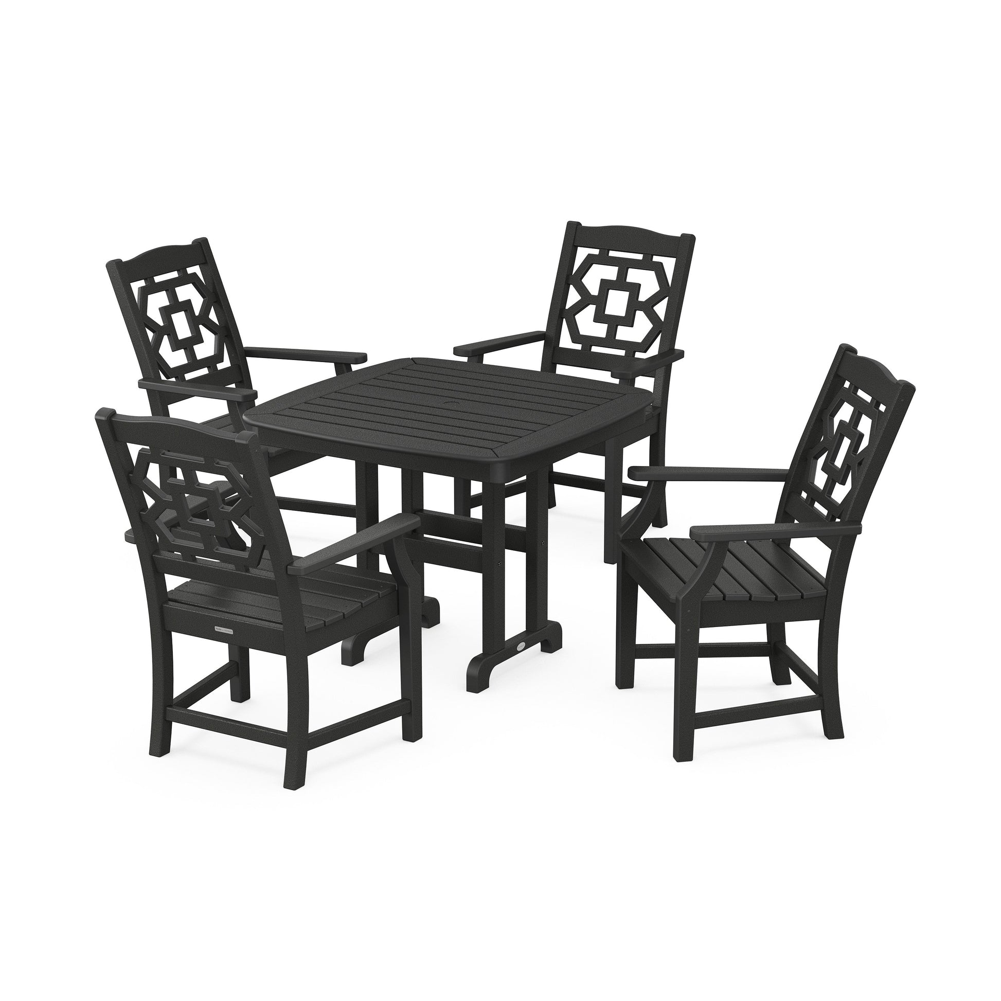 POLYWOOD Chinoiserie 5-Piece Dining Set — Black