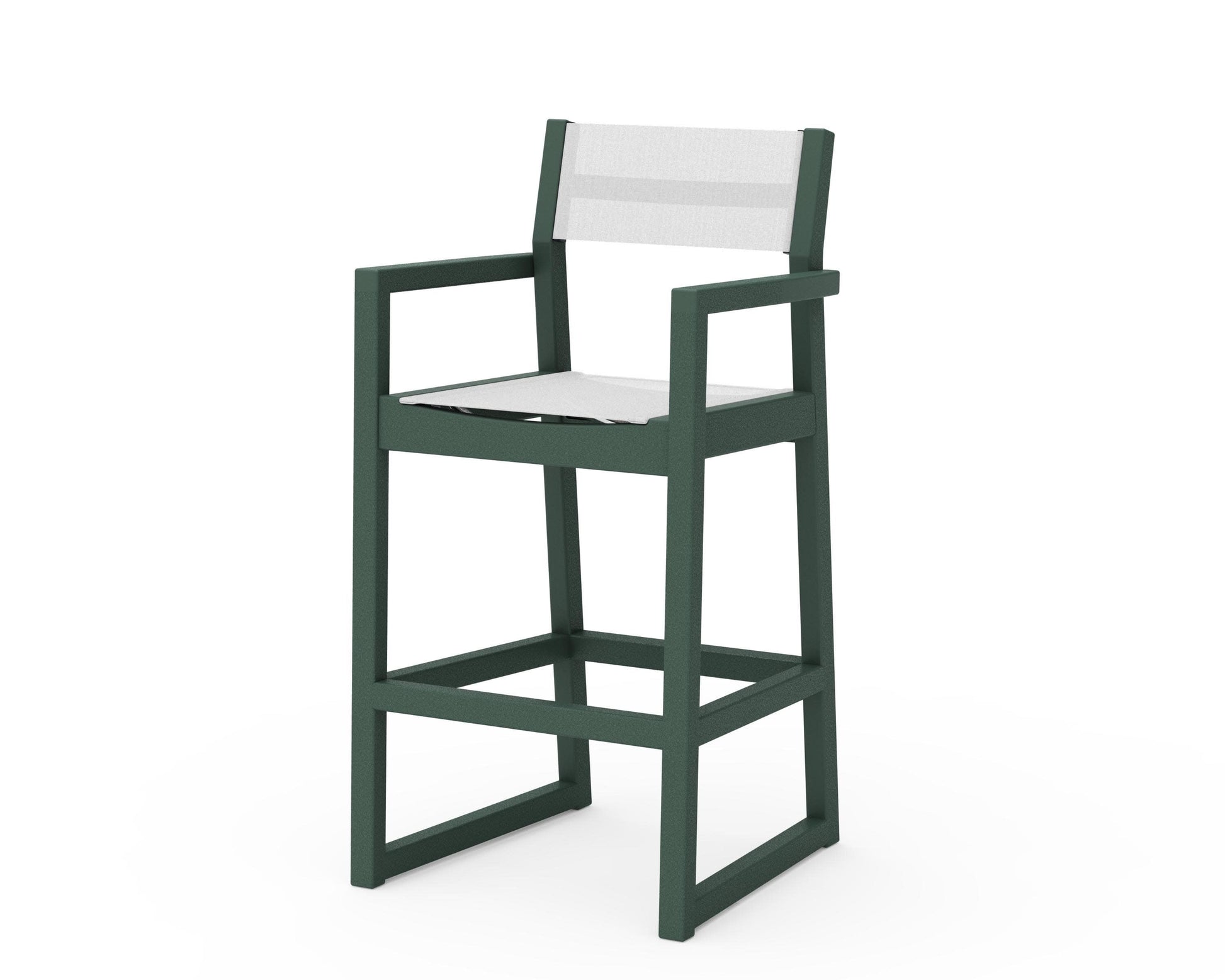 POLYWOOD EDGE Sling Bar Arm Chair — Green / White Sling