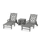 POLYWOOD Chinoiserie 3-Piece Chaise Set — Slate Grey