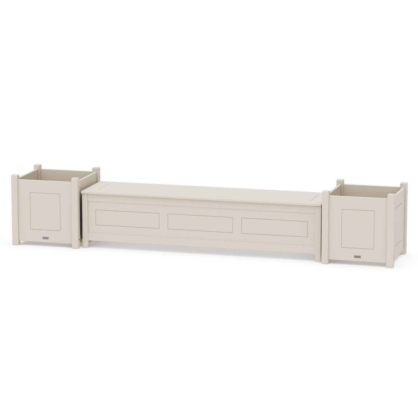 POLYWOOD 72" Country Living Straight Planter Storage Bench Set- Large — Sand