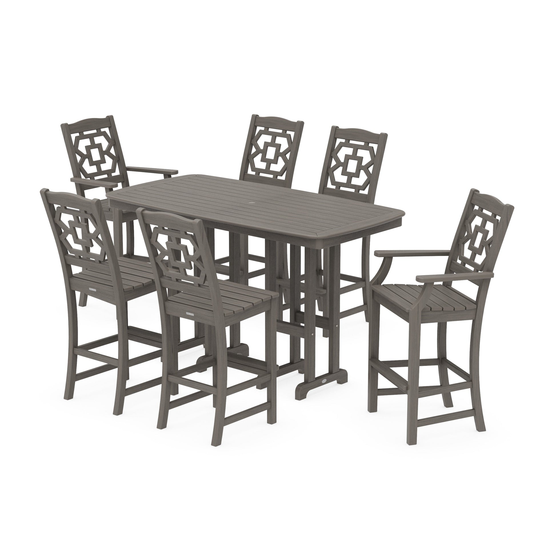 POLYWOOD Chinoiserie 7-Piece Bar Set — Driftwood