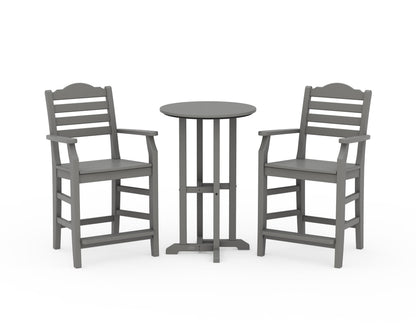 POLYWOOD Savannah 3-Piece Farmhouse Counter Set — Slate Grey