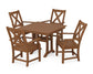 POLYWOOD Braxton 5-Piece Farmhouse Dining Set With Trestle Legs — Teak