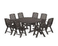 POLYWOOD Nautical Highback 9-Piece Square Farmhouse Dining Set with Trestle Legs — Vintage Coffee