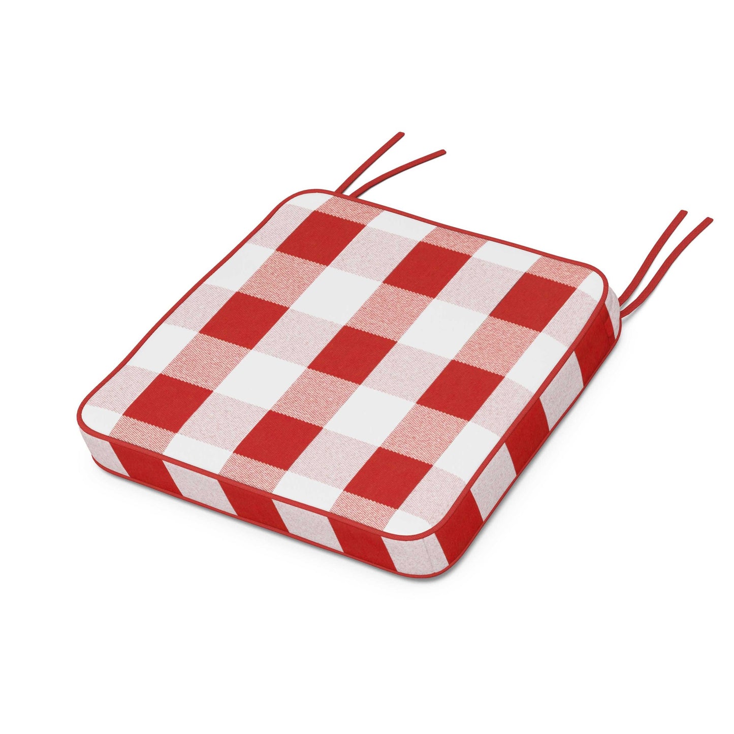 POLYWOOD Chinoiserie Side Chair Seat Cushion — Buffalo Plaid Crimson