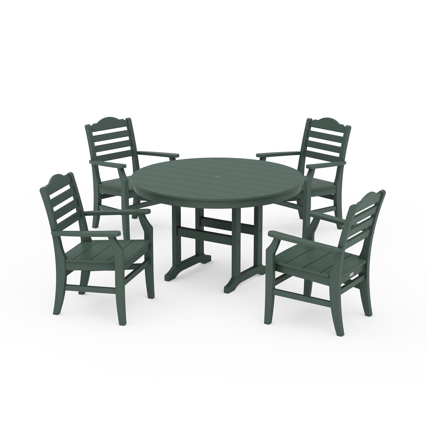 POLYWOOD Savannah 5-Piece Round Farmhouse Dining Set — Green