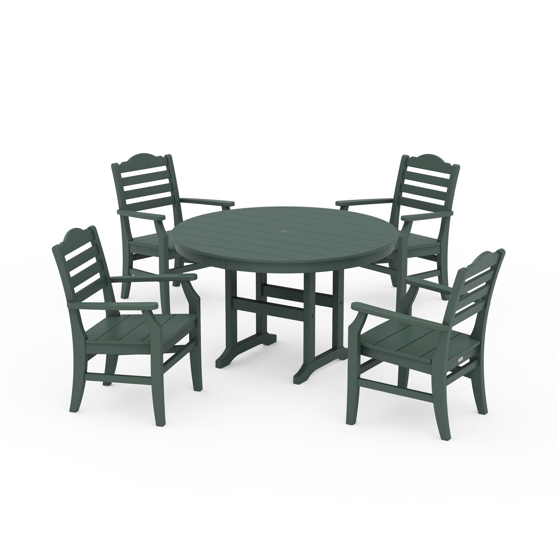 POLYWOOD Savannah 5-Piece Round Farmhouse Dining Set — Green