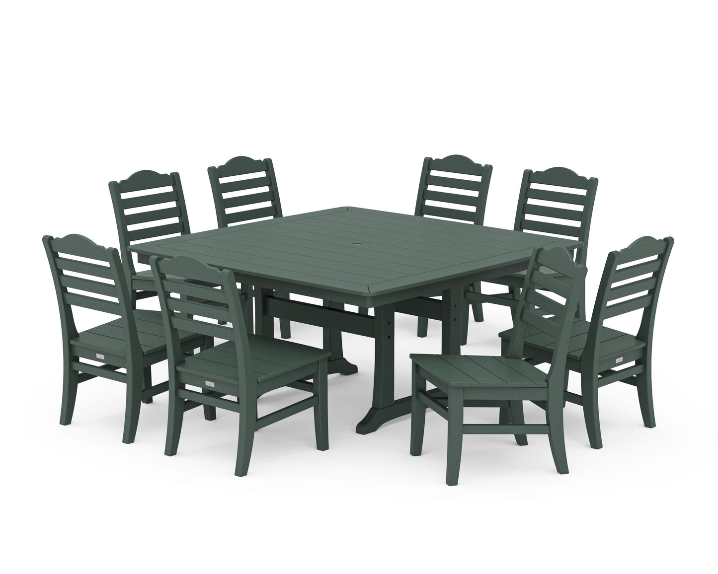 POLYWOOD Savannah Side Chair 9-Piece Square Dining Set with Trestle Legs — Green