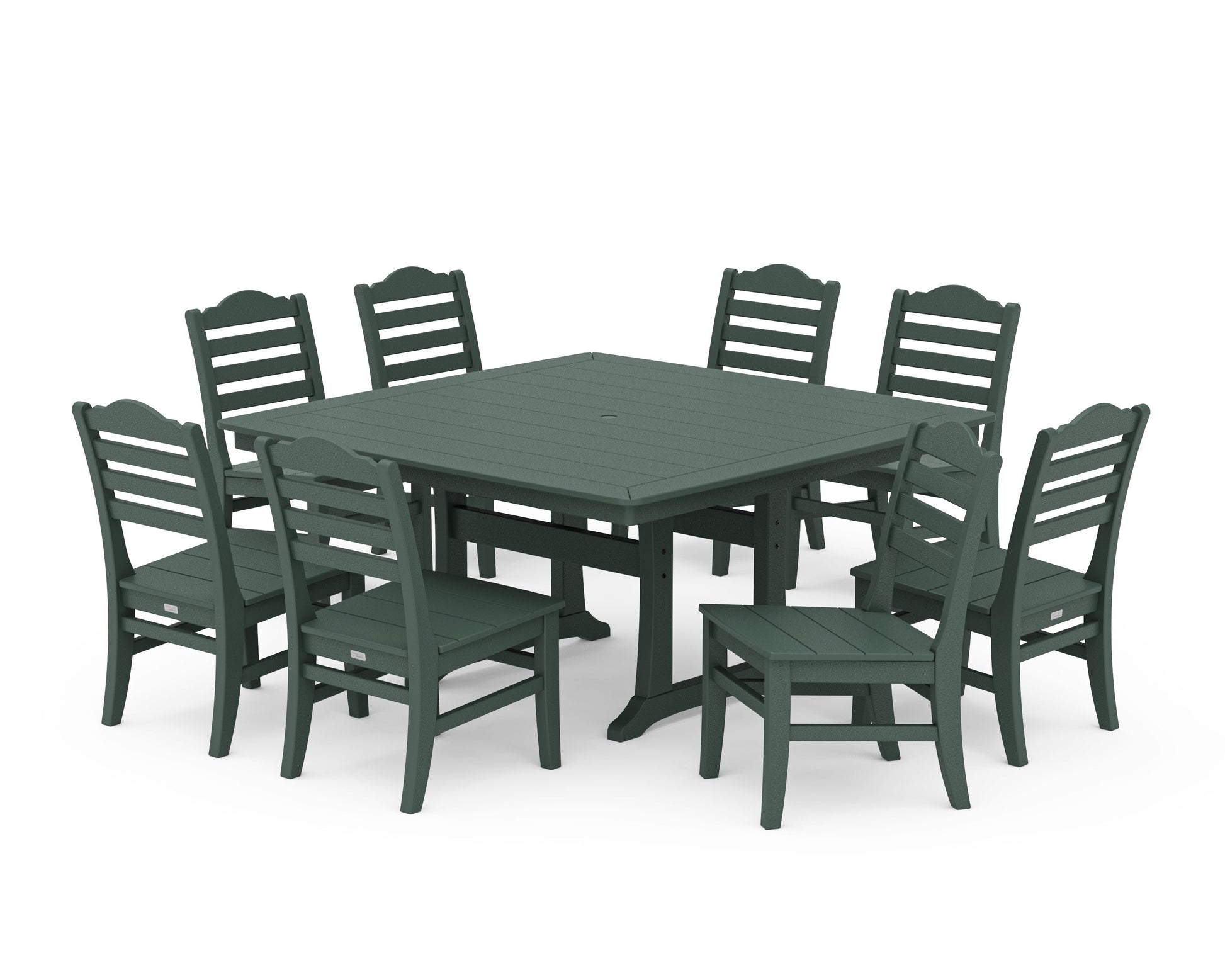 POLYWOOD Savannah Side Chair 9-Piece Square Dining Set with Trestle Legs — Green