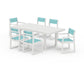 POLYWOOD EDGE Sling 7-Piece Dining Set — Vintage White / Dupioni Aquamarine Sling