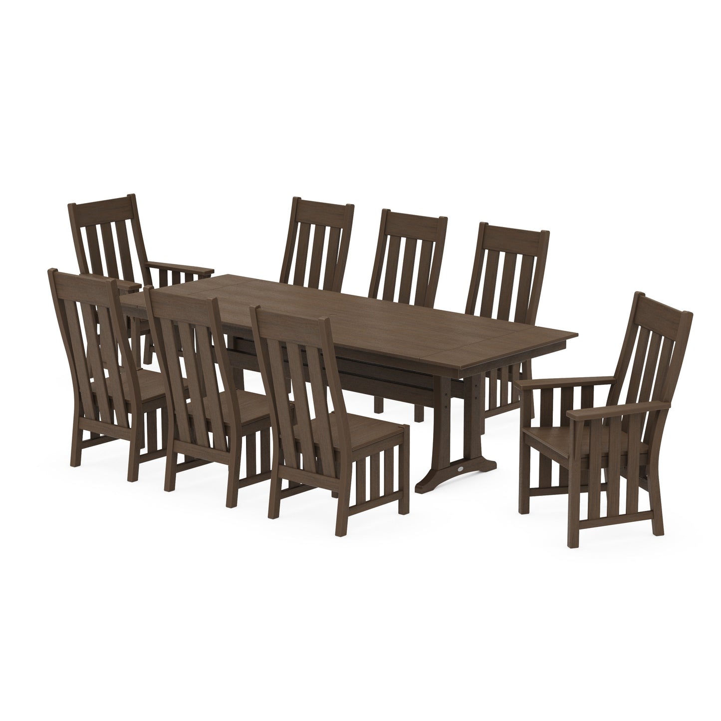 POLYWOOD Acadia 9-Piece Farmhouse Dining Set with Trestle Legs — Kona