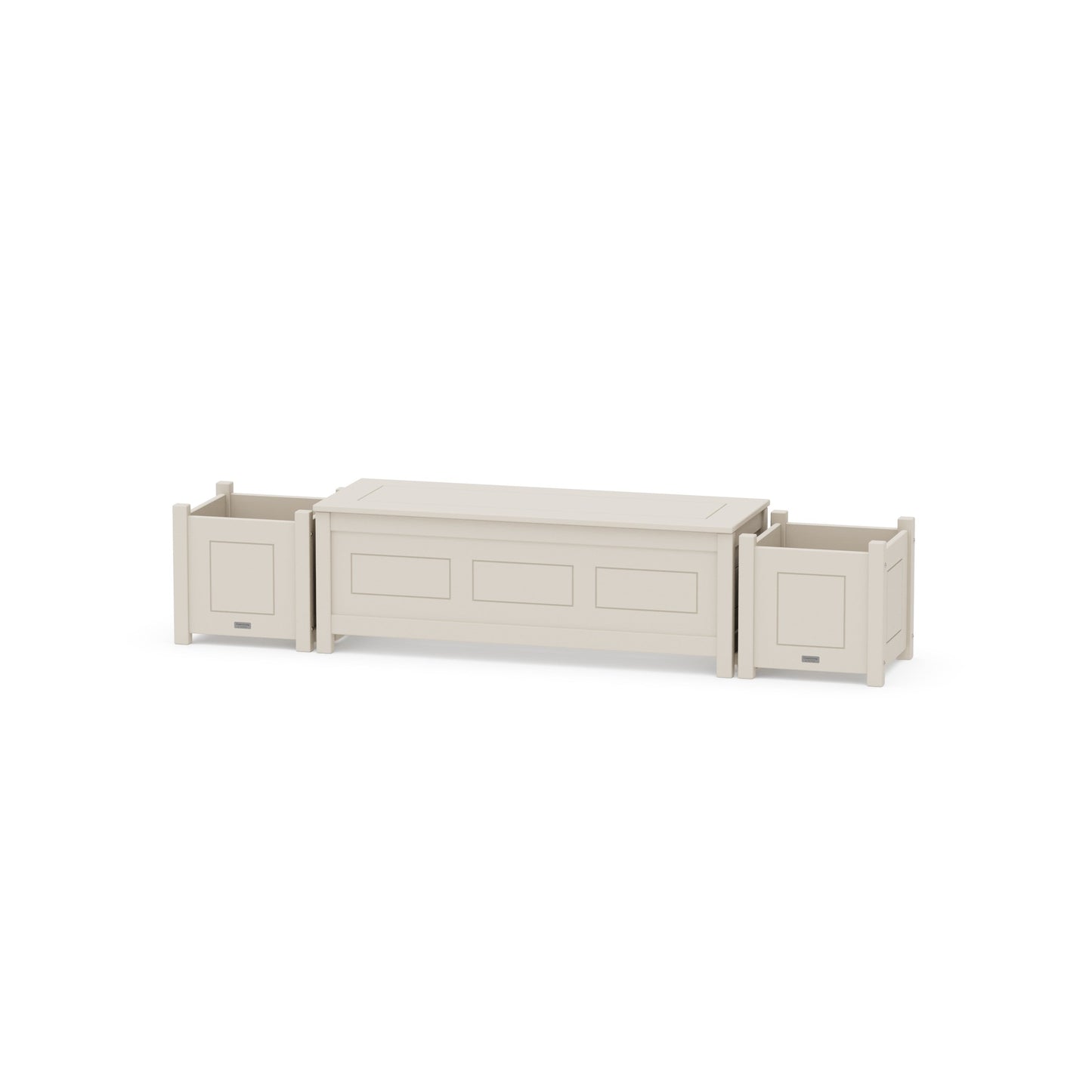 POLYWOOD 48" Country Living Straight Planter Storage Bench Set — Sand