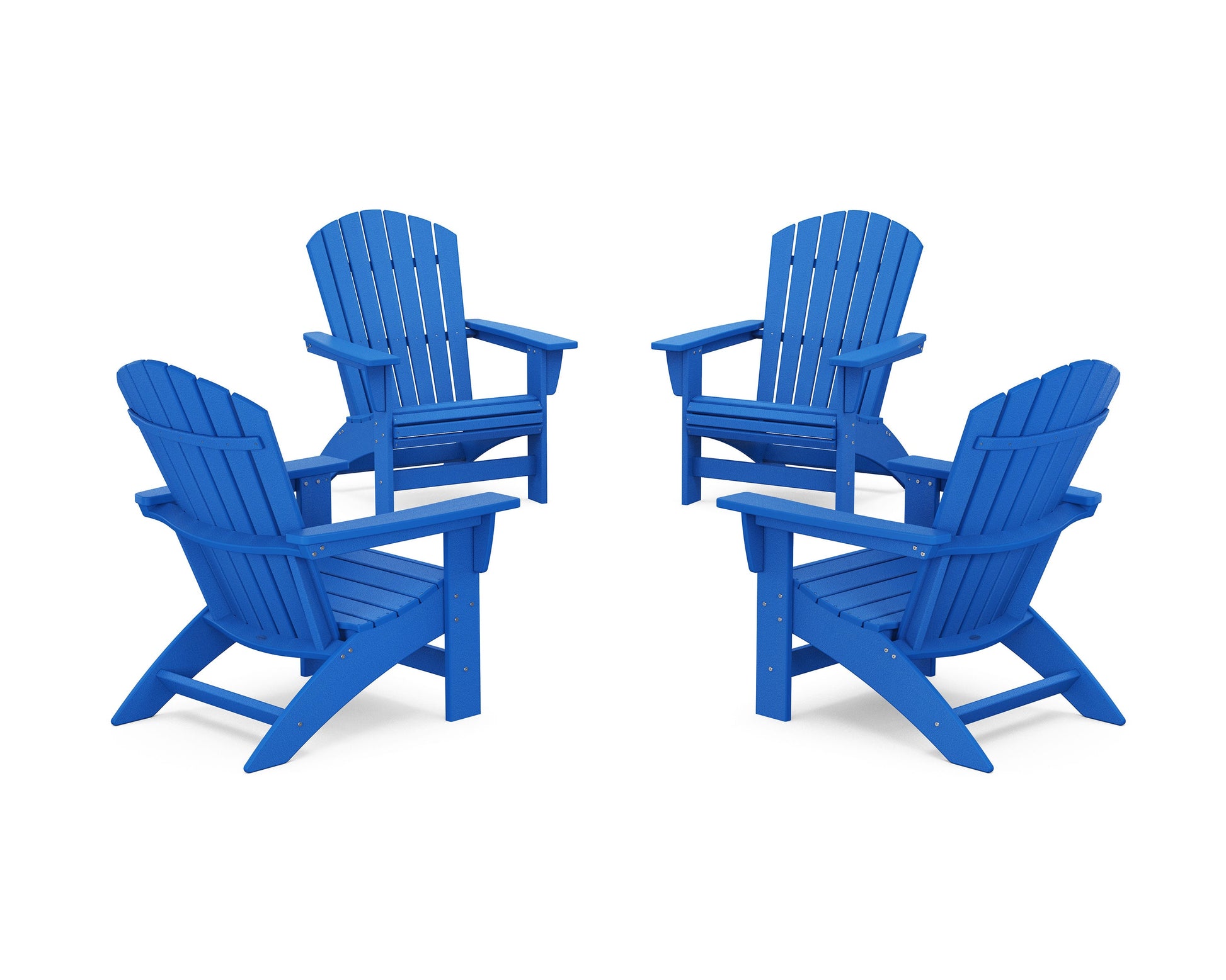 POLYWOOD 4-Piece Nautical Grand Adirondack Chair Conversation Set — Pacific Blue