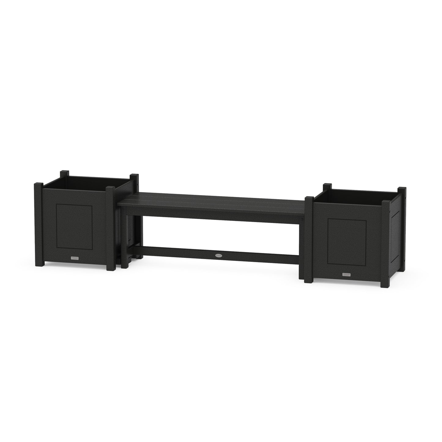 POLYWOOD 48" Country Living Straight Planter Bench Set - Large — Black