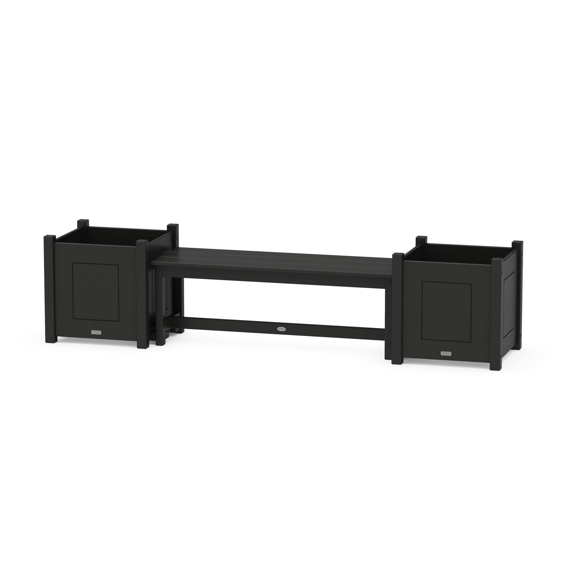 POLYWOOD 48" Country Living Straight Planter Bench Set - Large — Black