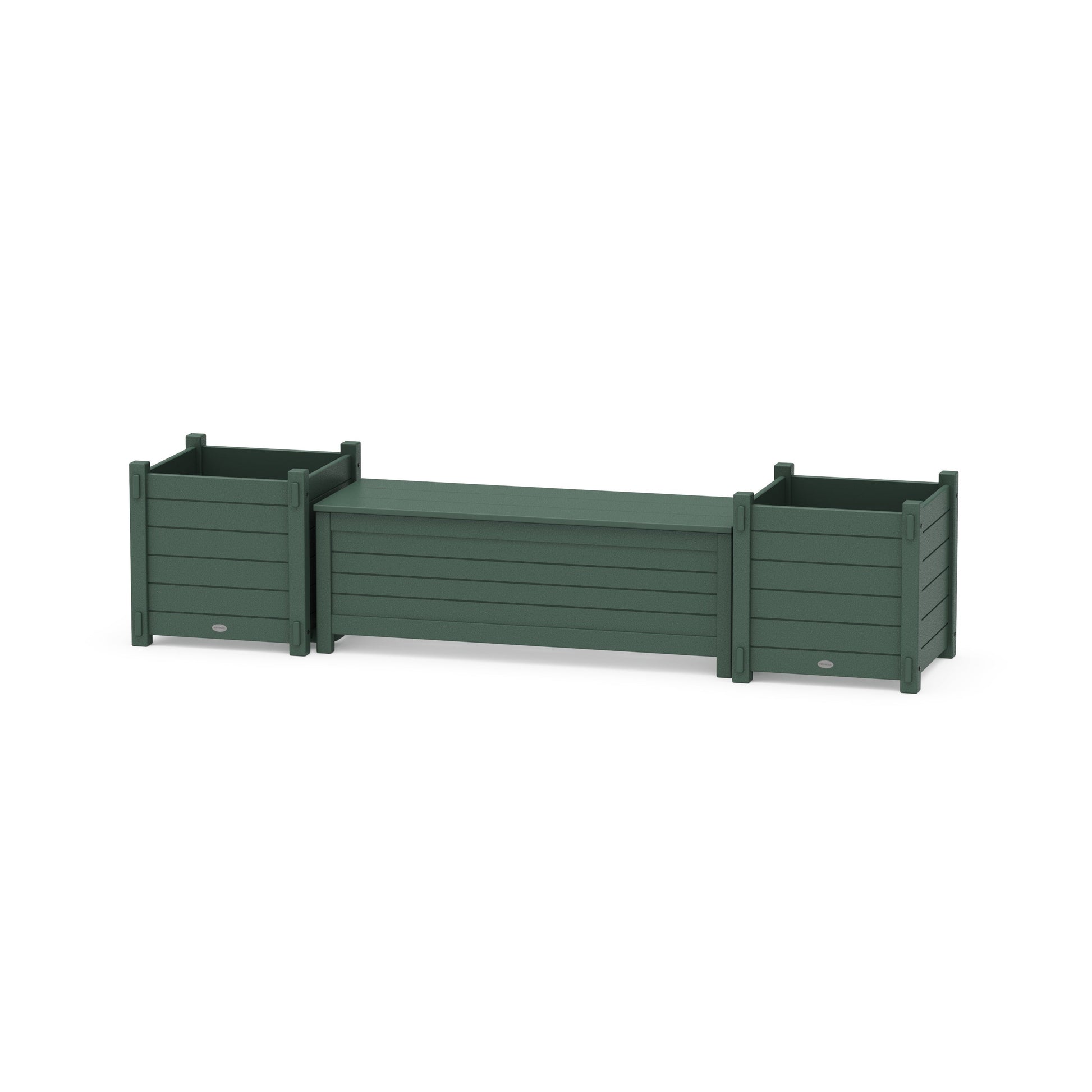 POLYWOOD 48" Nautical Straight Planter Storage Bench Set- Large — Green