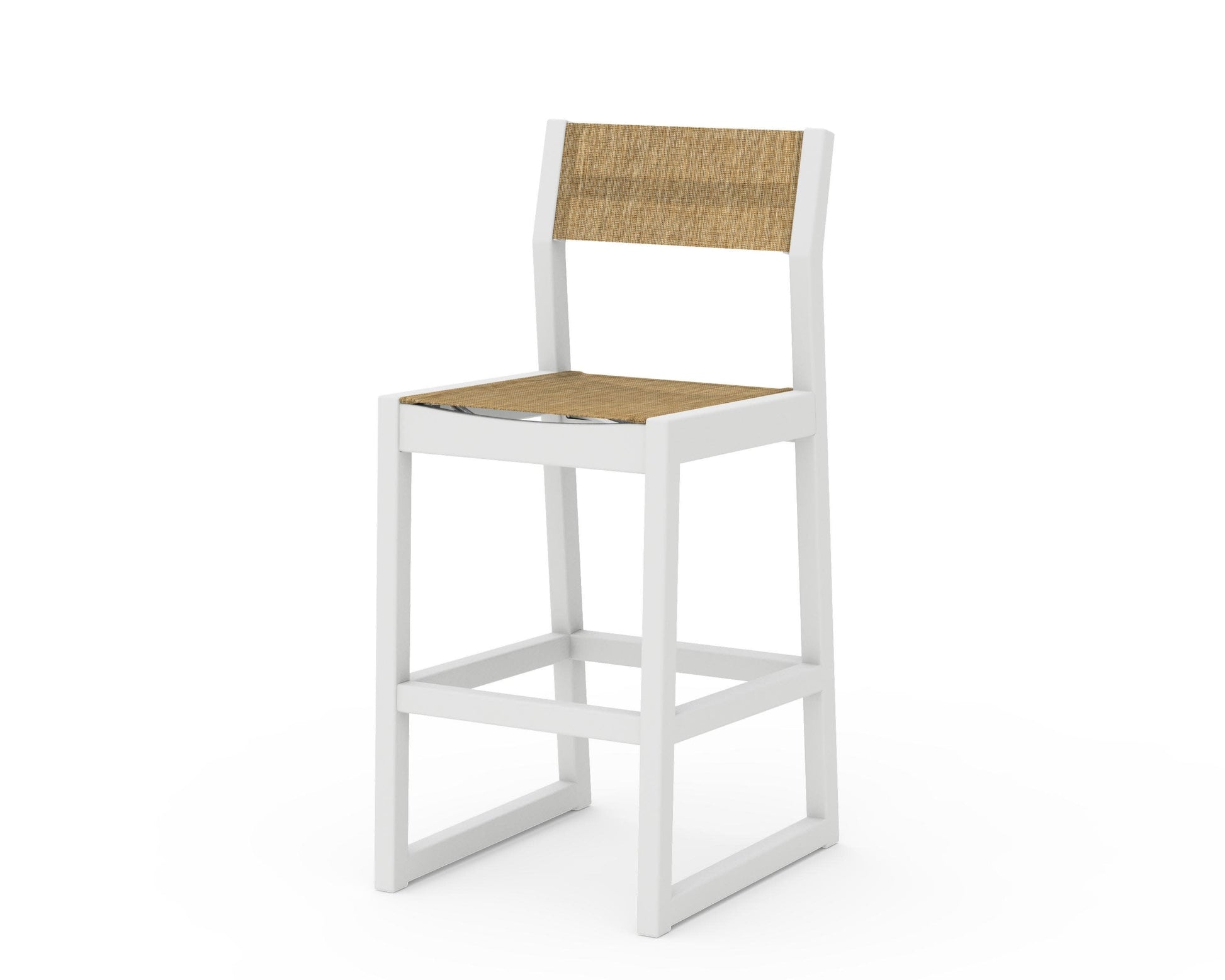 POLYWOOD EDGE Sling Bar Side Chair — White / Burlap Sling