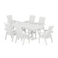 POLYWOOD Modern Curveback Adirondack 7-Piece Farmhouse Dining Set — White