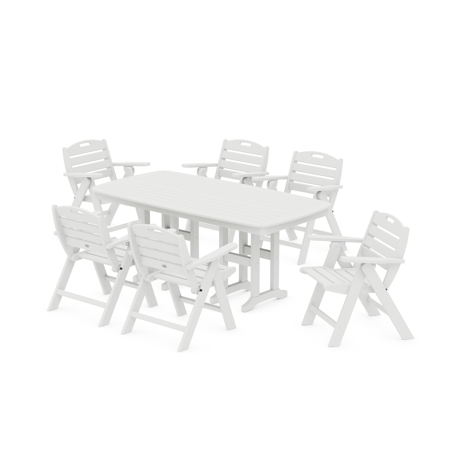 POLYWOOD Nautical Lowback 7-Piece Dining Set — White