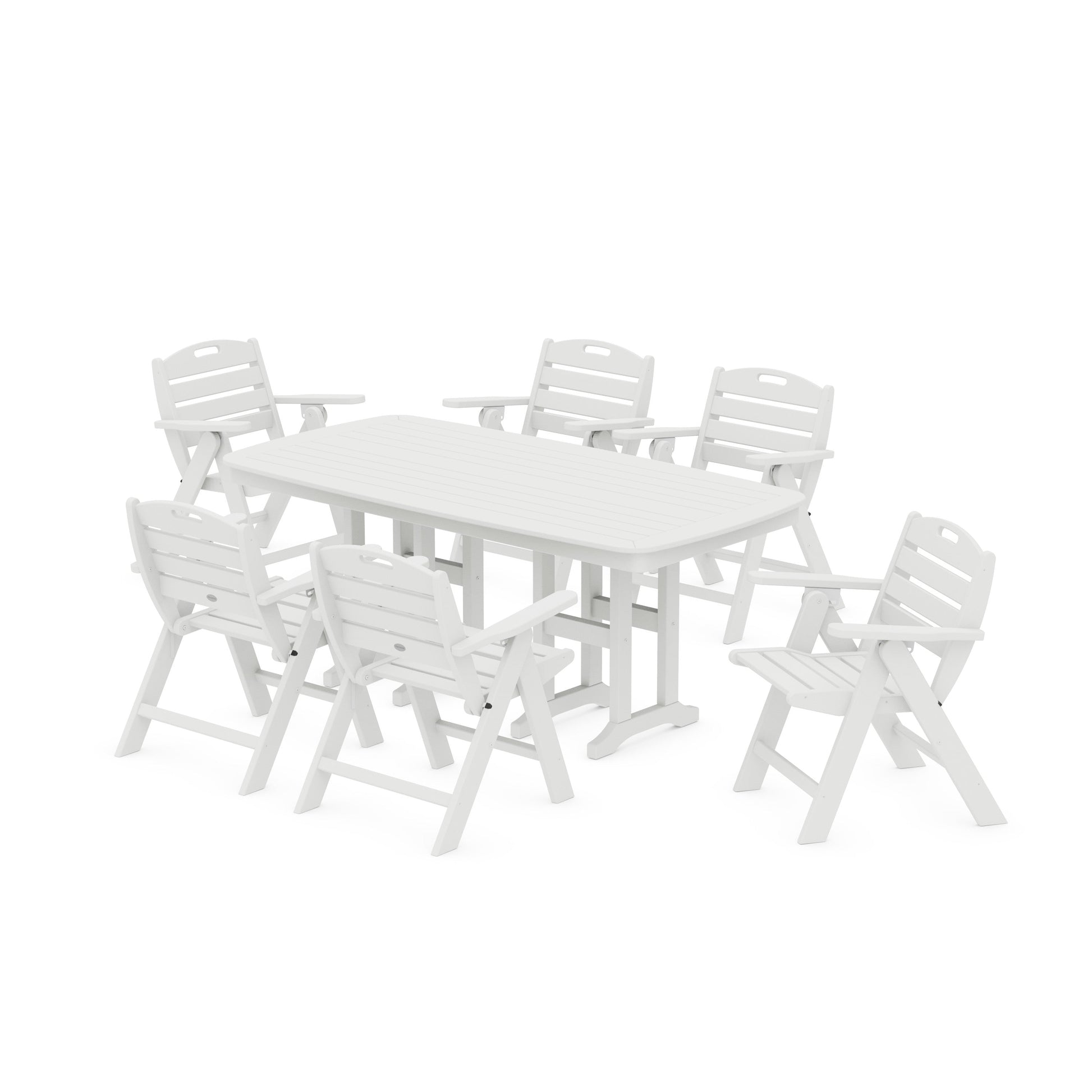 POLYWOOD Nautical Lowback 7-Piece Dining Set — White